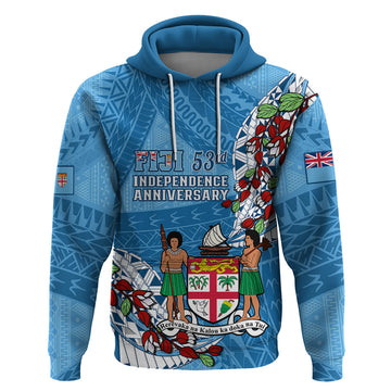 Fiji Day Hoodie Fijian Tagimaucia Flower Polynesian Mix Tapa Pattern LT14