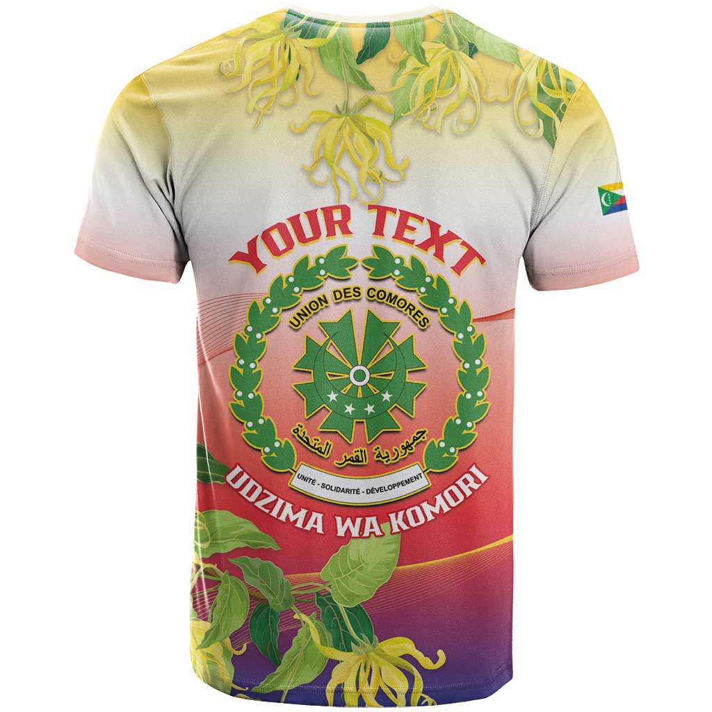 Personalized Comoros T shirt Coat Of Arms Mix Ylang Ylang Flower LT14