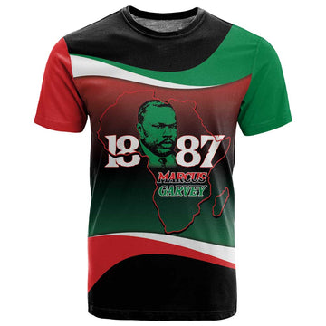 Marcus Garvey 1887 T shirt African Map Curves Style LT14
