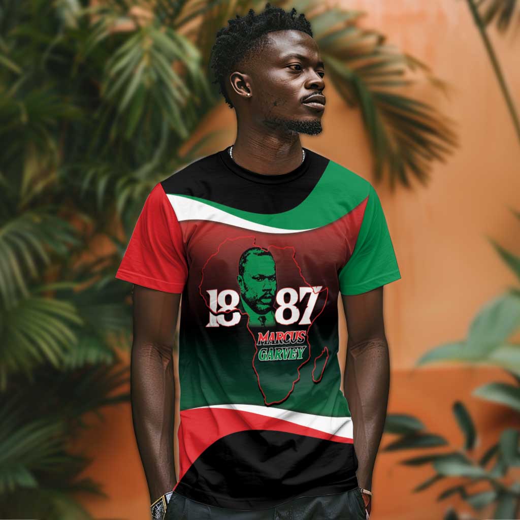 Marcus Garvey 1887 T shirt African Map Curves Style LT14