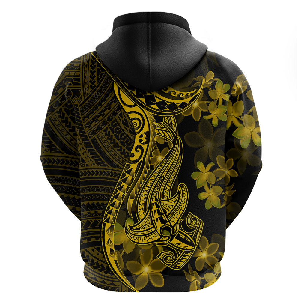 Gold Polynesia Shark Tattoo Hoodie With Polynesian Plumeria LT14