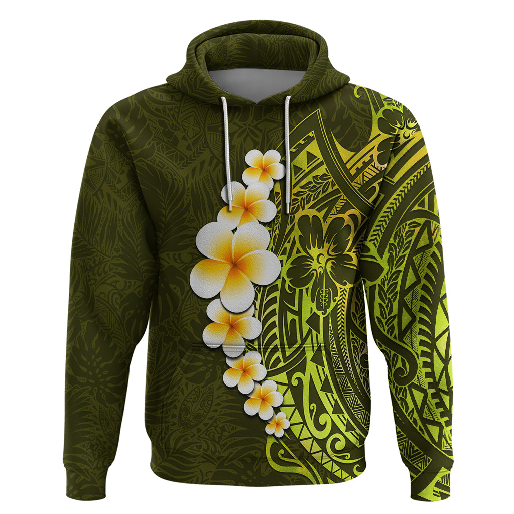 Lime Green Tropical Plumeria With Galaxy Polynesian Art Hoodie LT14