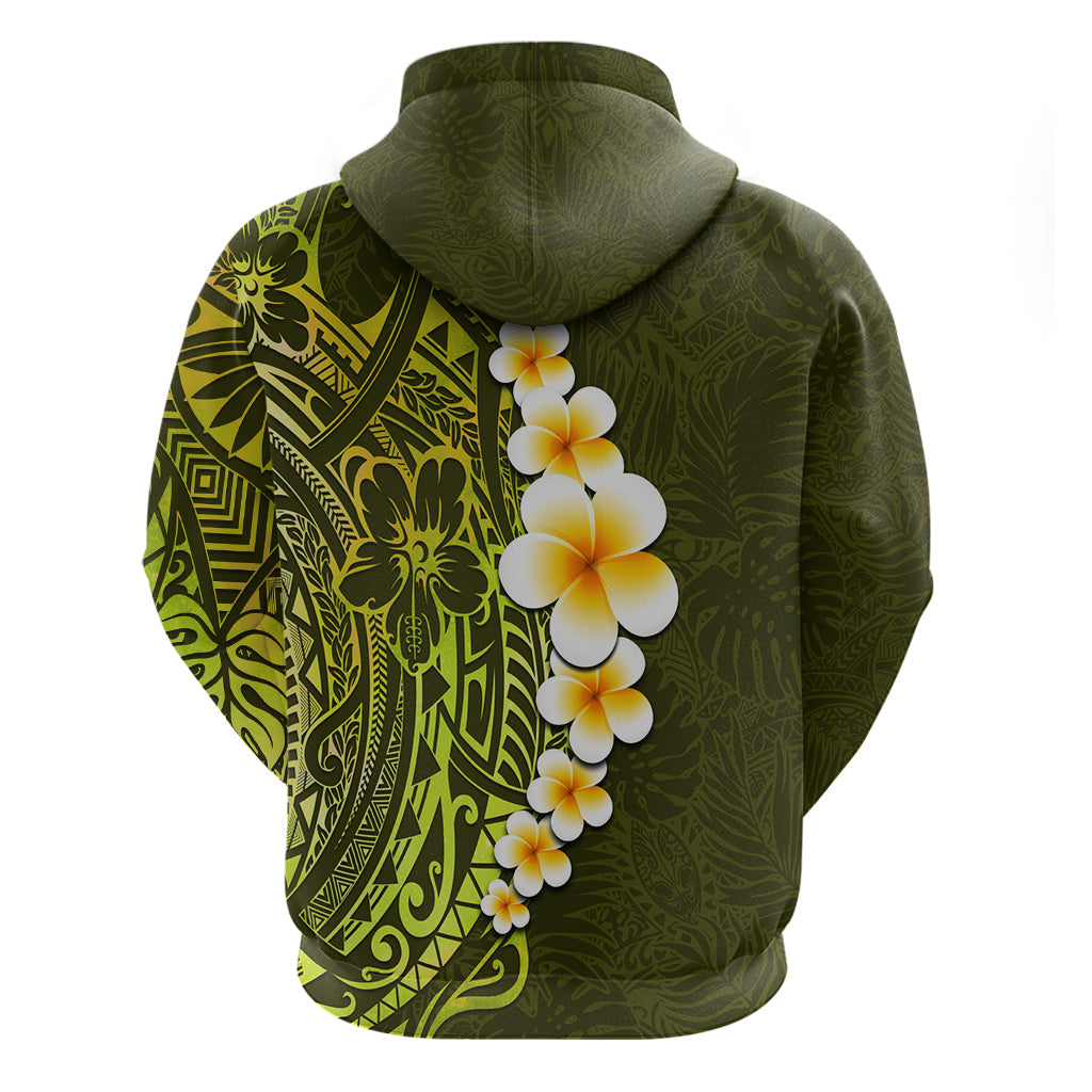 Lime Green Tropical Plumeria With Galaxy Polynesian Art Hoodie LT14