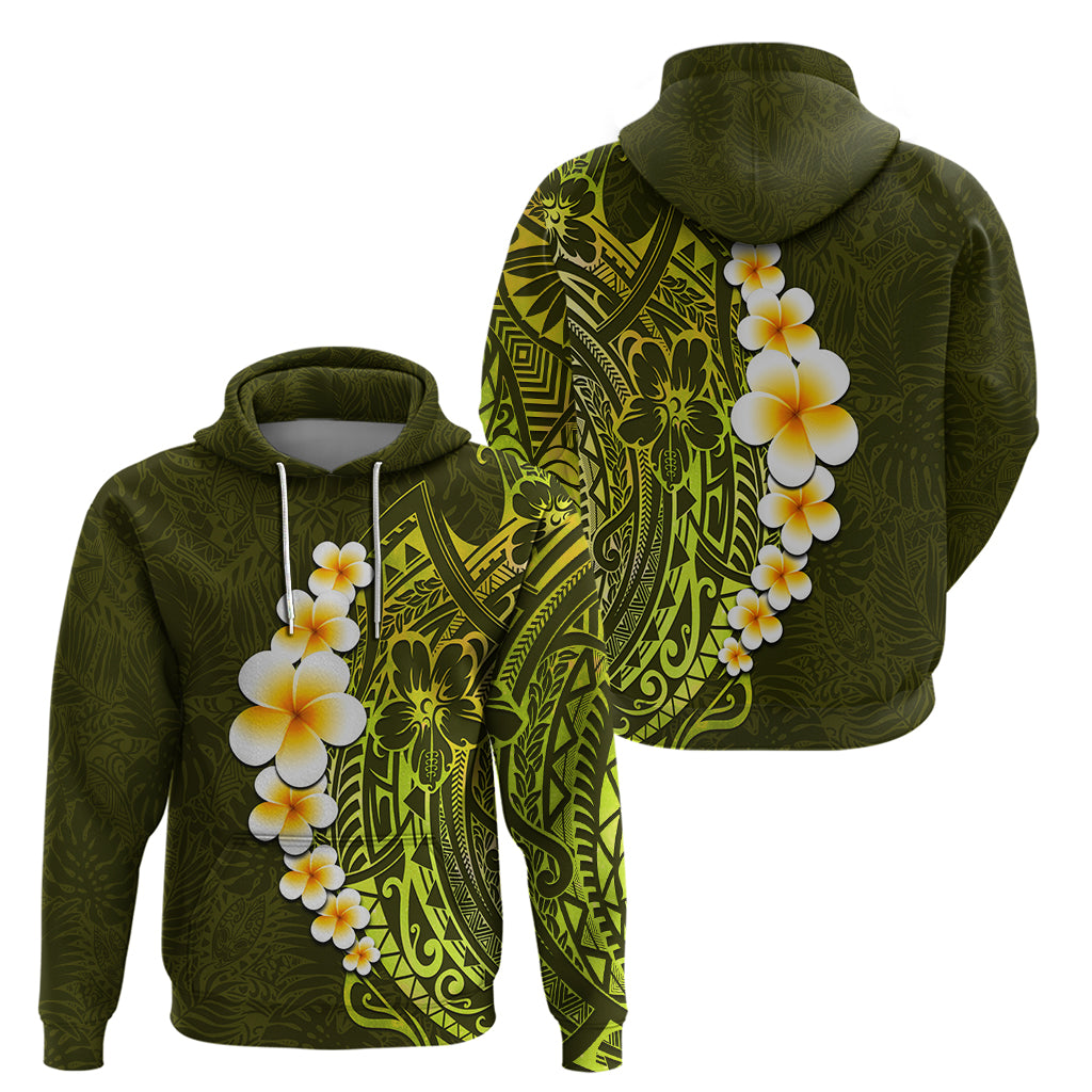 Lime Green Tropical Plumeria With Galaxy Polynesian Art Hoodie LT14