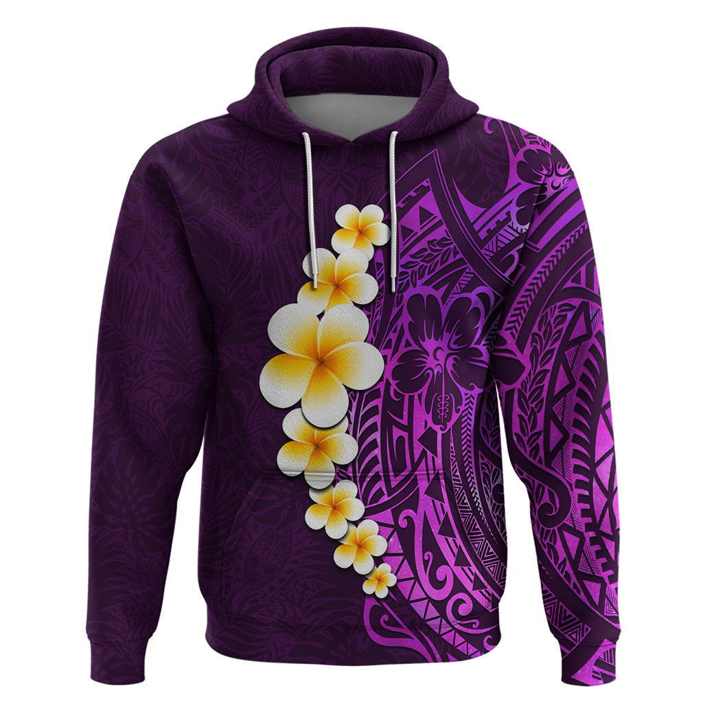Purple Tropical Plumeria With Galaxy Polynesian Art Hoodie LT14