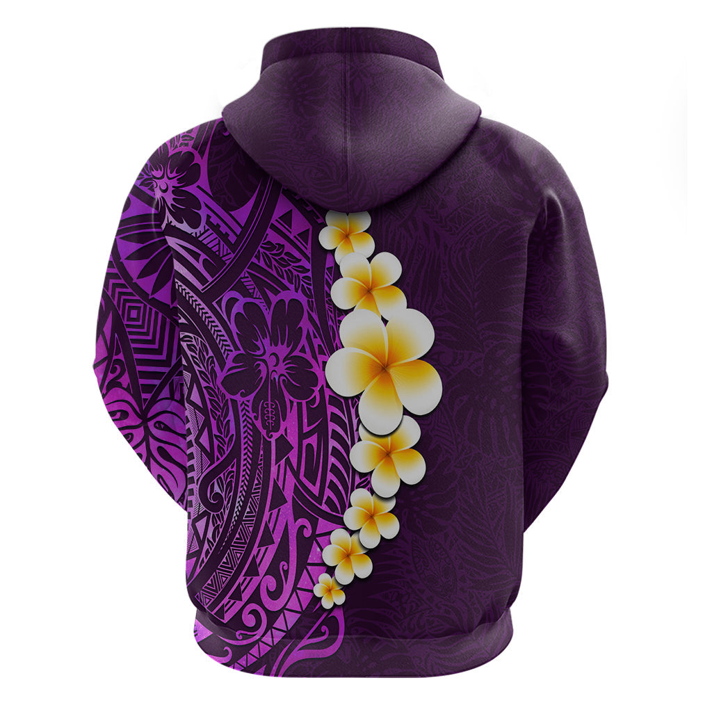 Purple Tropical Plumeria With Galaxy Polynesian Art Hoodie LT14