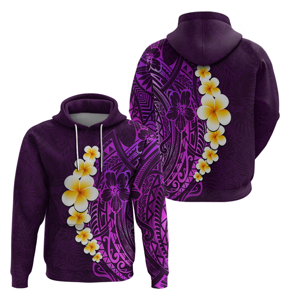 Purple Tropical Plumeria With Galaxy Polynesian Art Hoodie LT14
