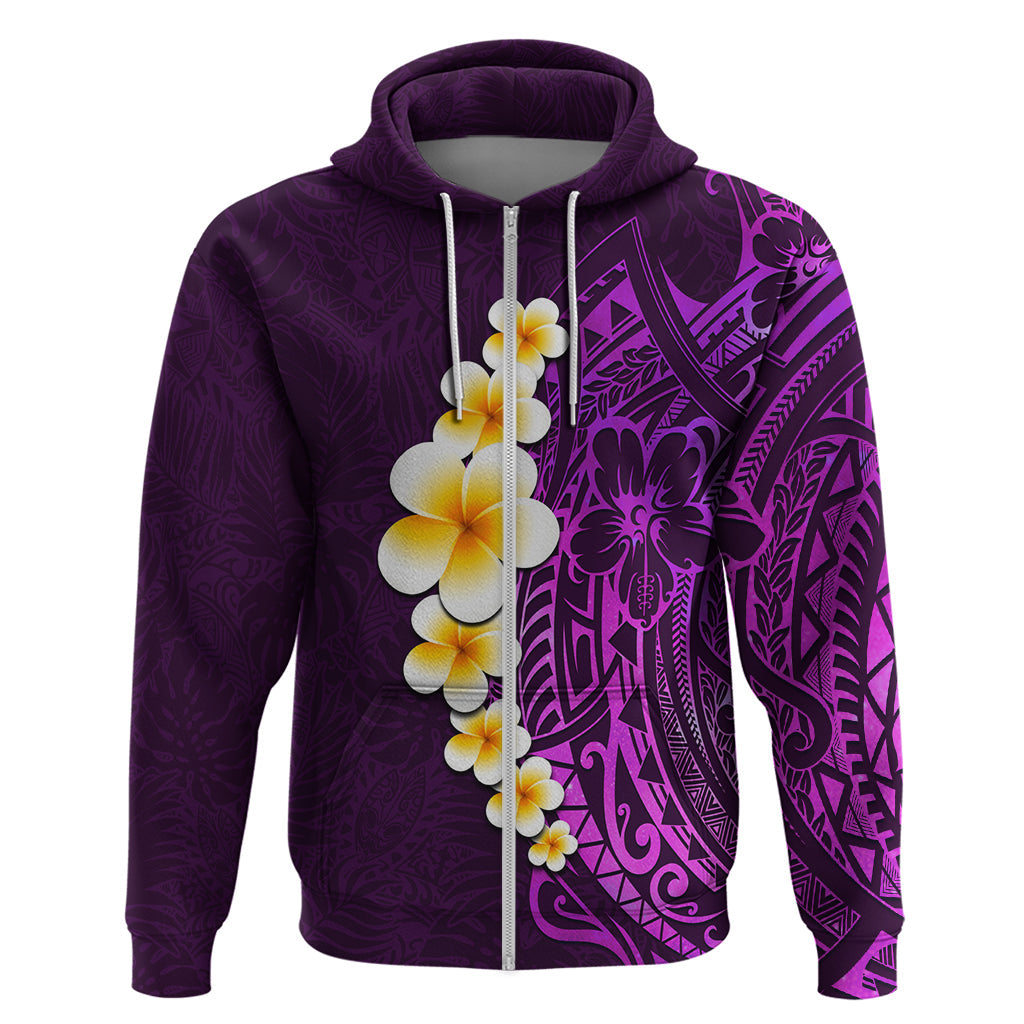 Purple Tropical Plumeria With Galaxy Polynesian Art Hoodie LT14