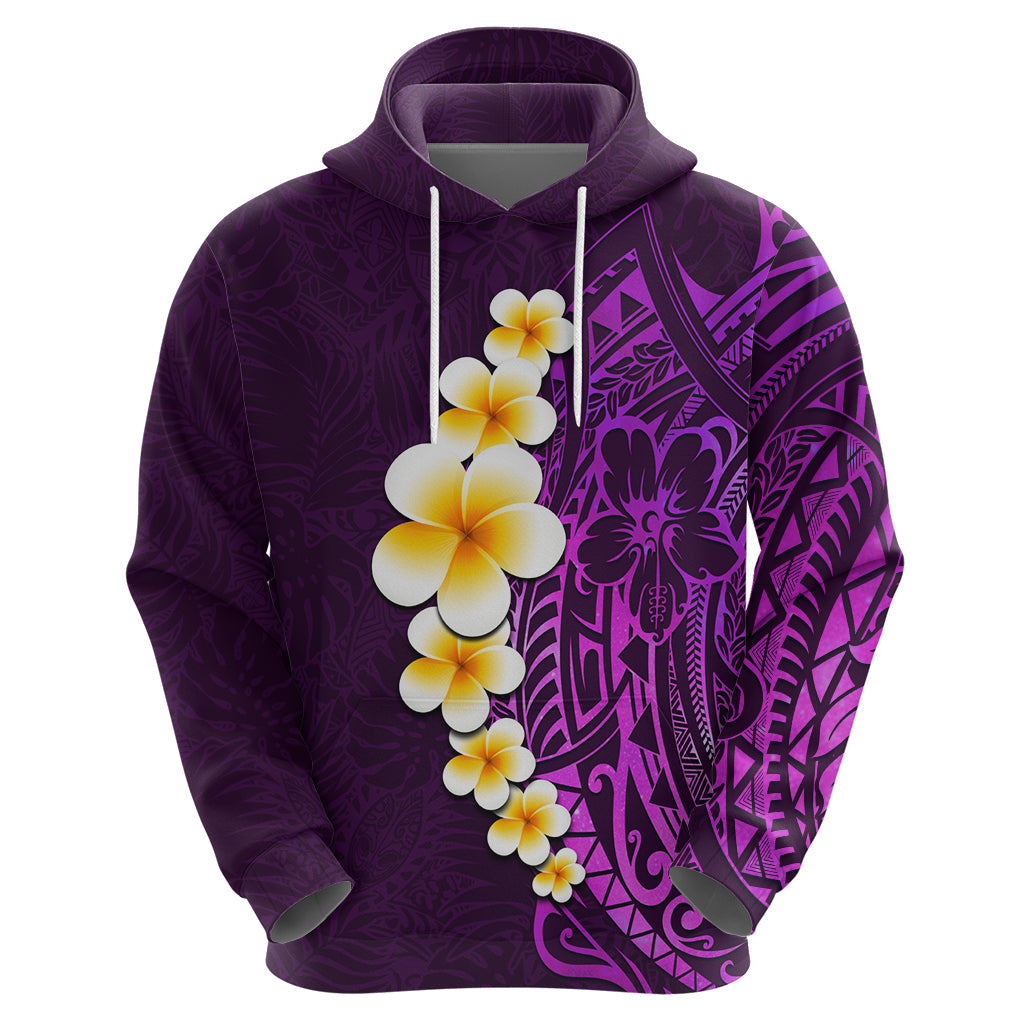 Purple Tropical Plumeria With Galaxy Polynesian Art Hoodie LT14