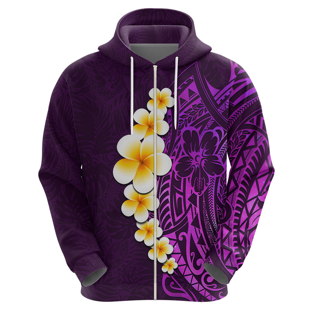 Purple Tropical Plumeria With Galaxy Polynesian Art Hoodie LT14