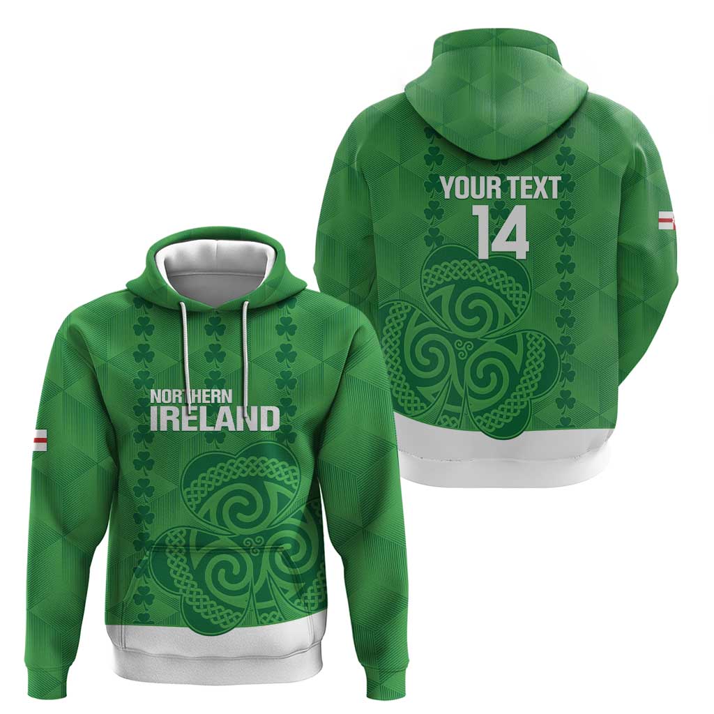 Custom Northern Ireland Hoodie Go Green and White Army LT14