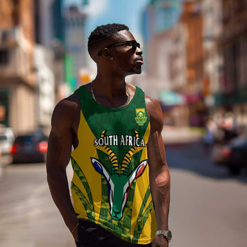 Custom South Africa Rugby Men Tank Top Go Springboks Kente With Bokke LT14