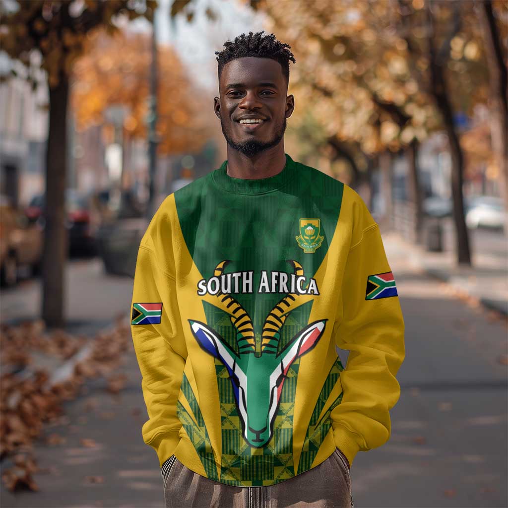 Custom South Africa Rugby Sweatshirt Go Springboks Kente With Bokke LT14
