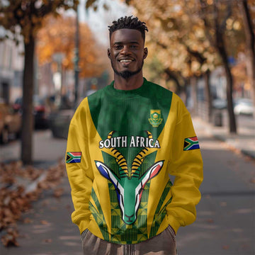 Custom South Africa Rugby Sweatshirt Go Springboks Kente With Bokke LT14