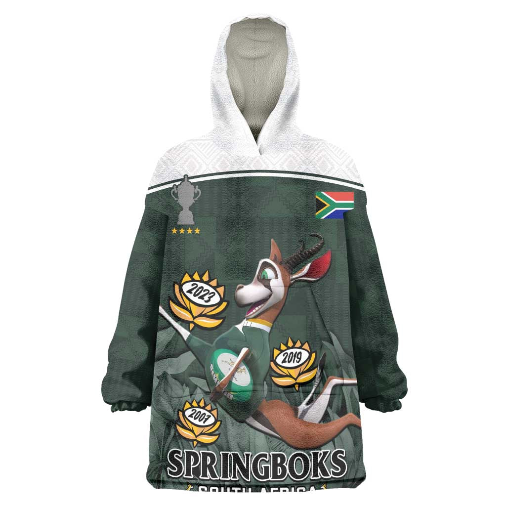 Custom South Africa Rugby Wearable Blanket Hoodie Springboks 4th Champions World Cup Proud Bokke LT14