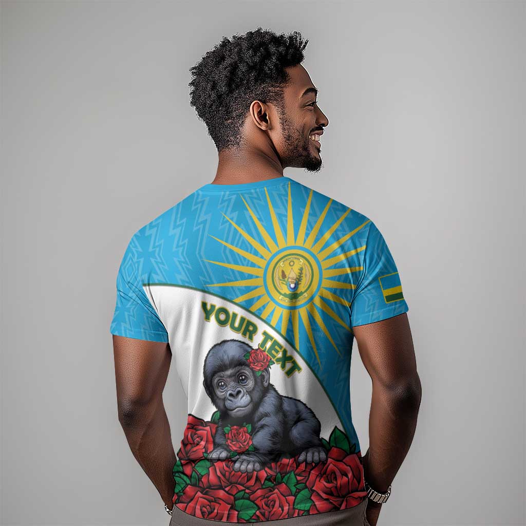 Personalized Rwandas Gorilla Naming T shirt Baby Gorilla Coat Of Arms With Red Rose LT15