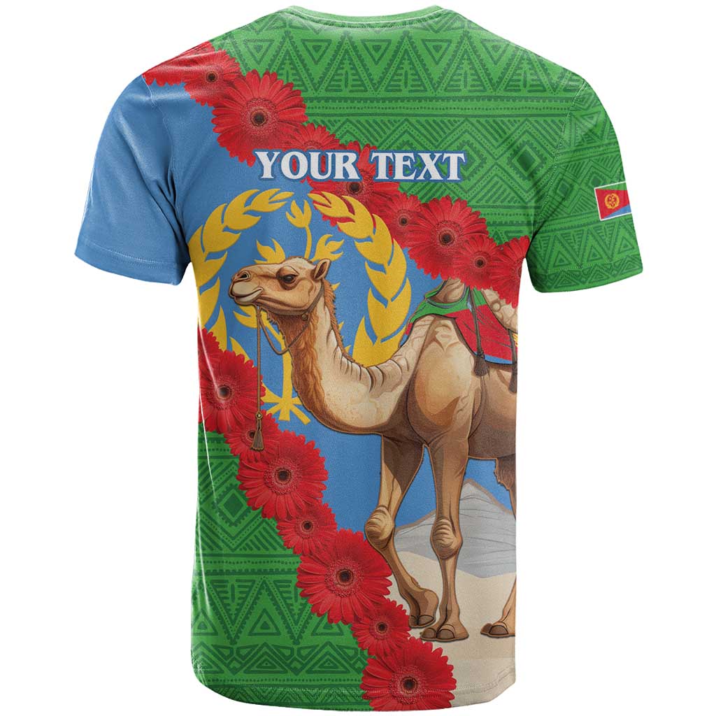 Personalised Eritrea Arabian Camel T shirt Gerbera Flower - Flag Color LT15