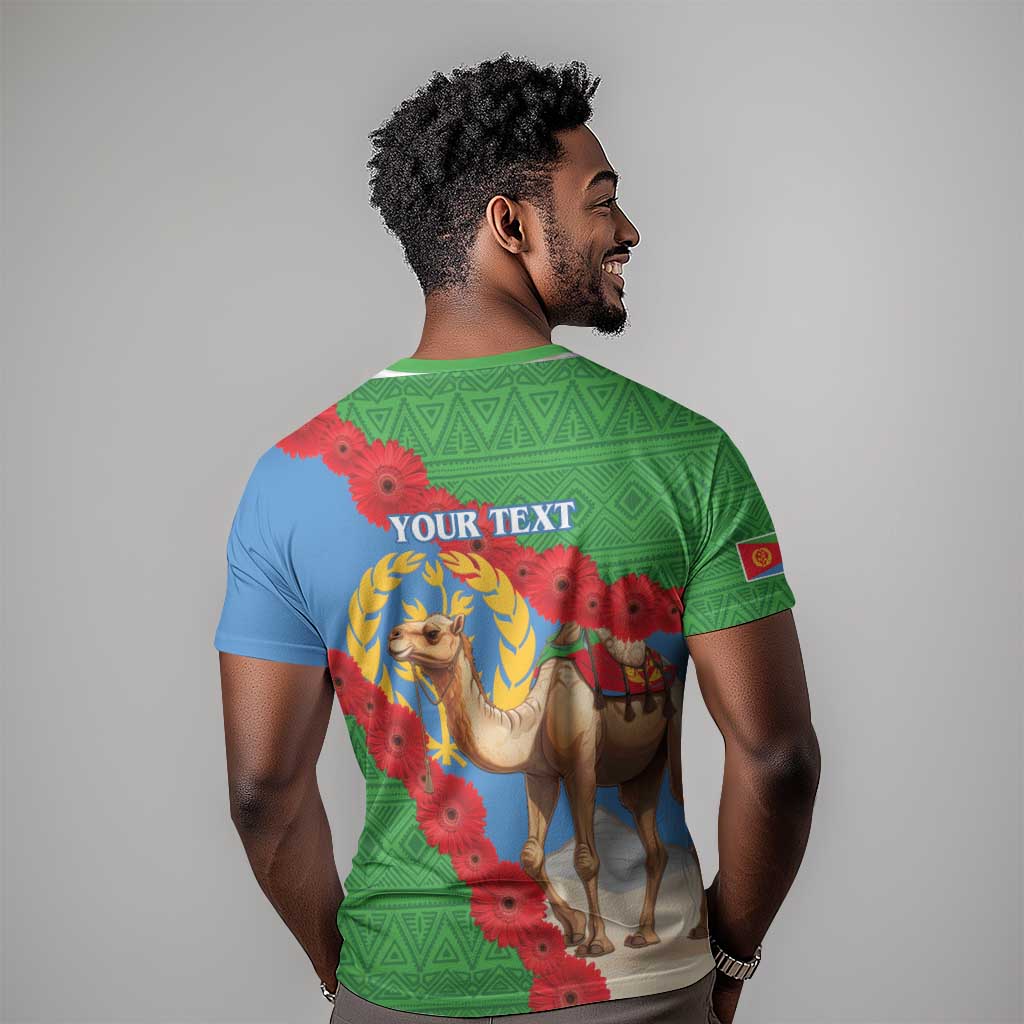 Personalised Eritrea Arabian Camel T shirt Gerbera Flower - Flag Color LT15