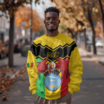 Personalized Afro Mali Vulture Sweatshirt Coat Of Arms - Bogolan Pattern LT15