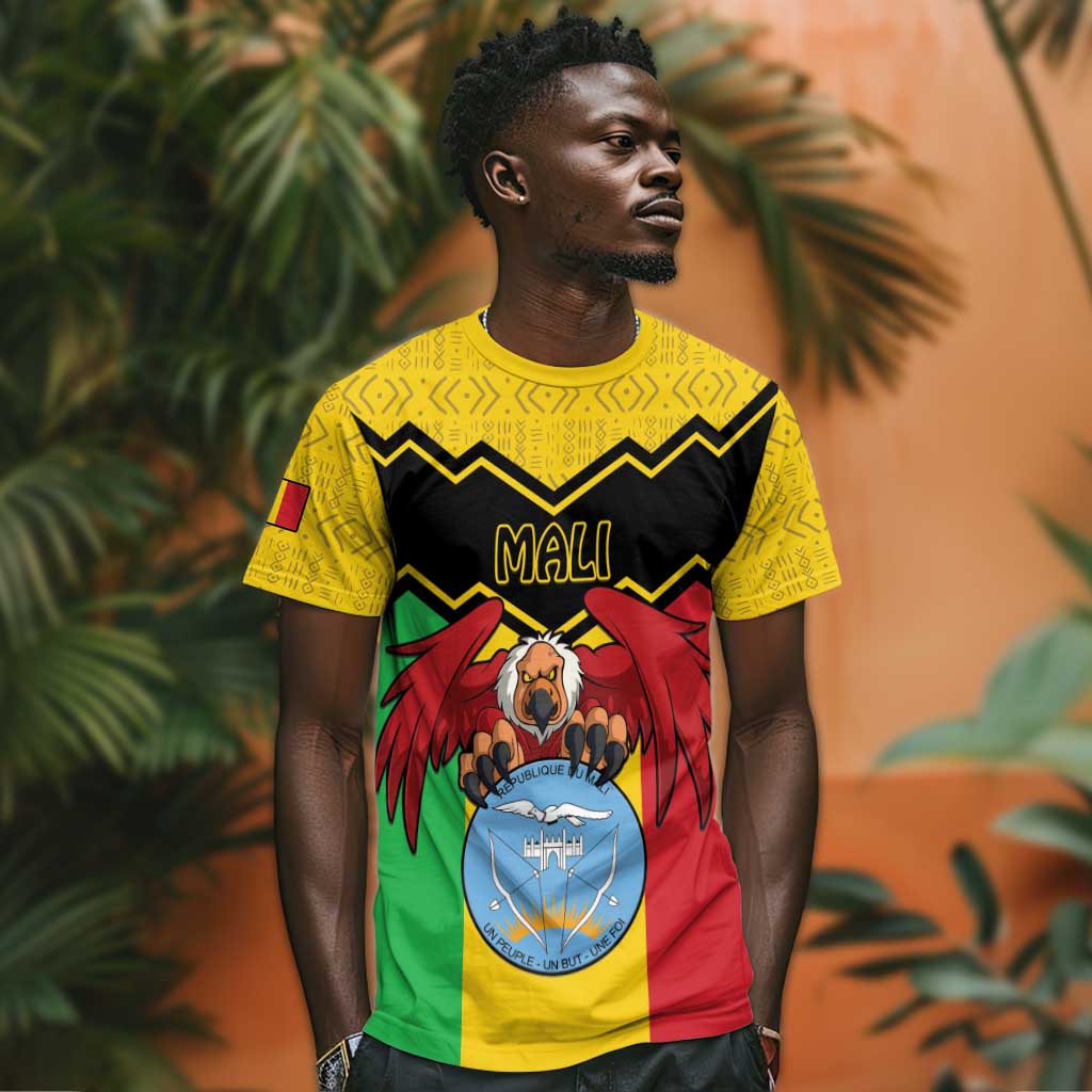 Personalized Afro Mali Vulture T shirt Coat Of Arms - Bogolan Pattern LT15