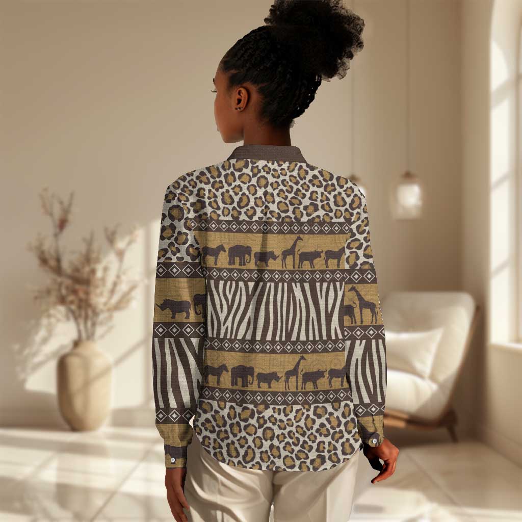 Leopards and Zebra Skins Women Casual Shirt Mix African Pattern LT15
