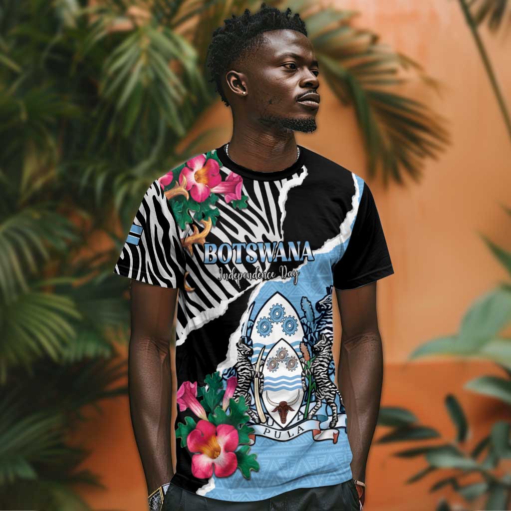 Personalized Botswana Independence Day T shirt Kalahari Devils Claw Zebra With Arican Pattern LT15