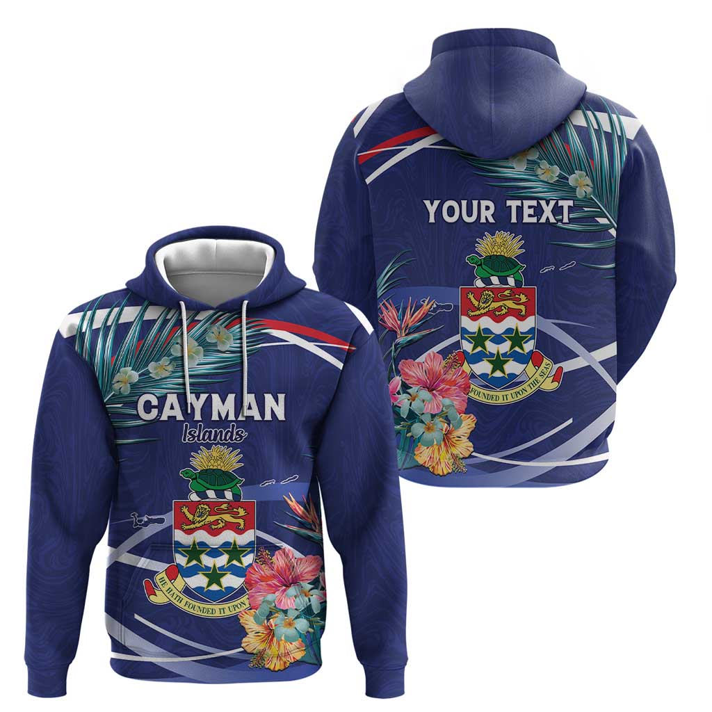 Personalized Cayman Islands Hoodie Coat Of Arms Tropical Flowers LT15