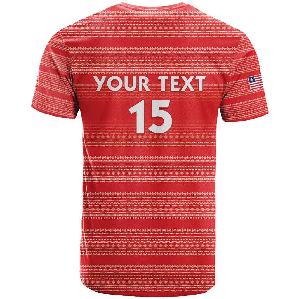 Custom Liberia Football T shirt African Tribal Pattern - Red Jersey LT15