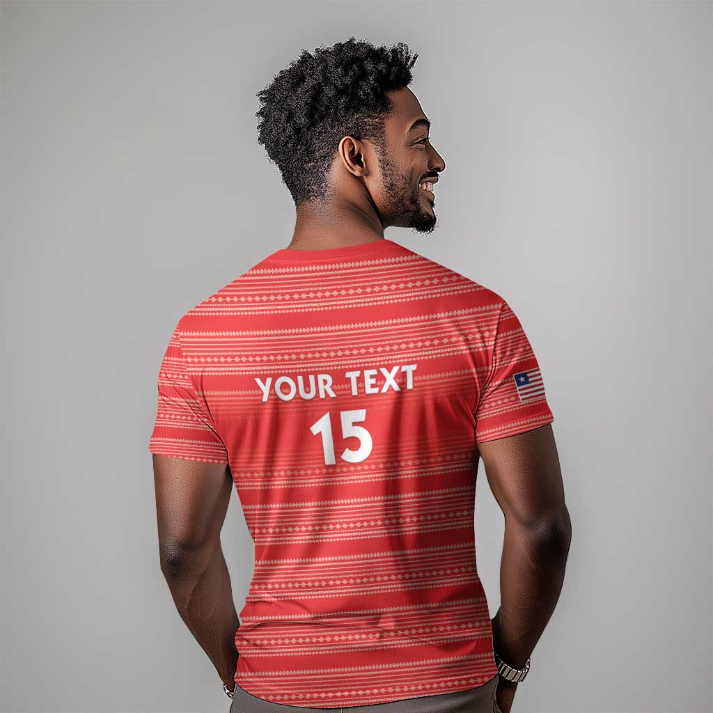 Custom Liberia Football T shirt African Tribal Pattern - Red Jersey LT15