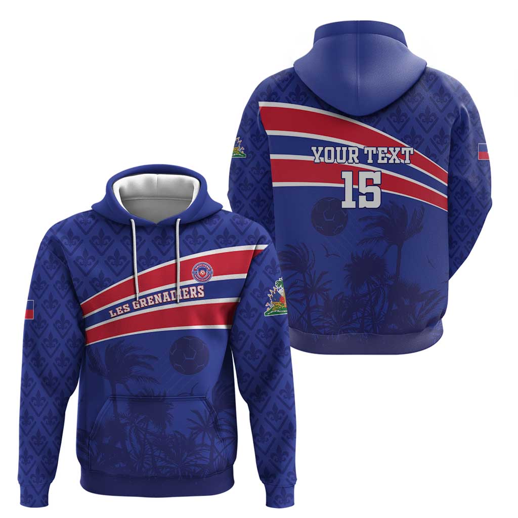 Custom Haiti Football Hoodie Les Grenadiers - Royal Palm LT15