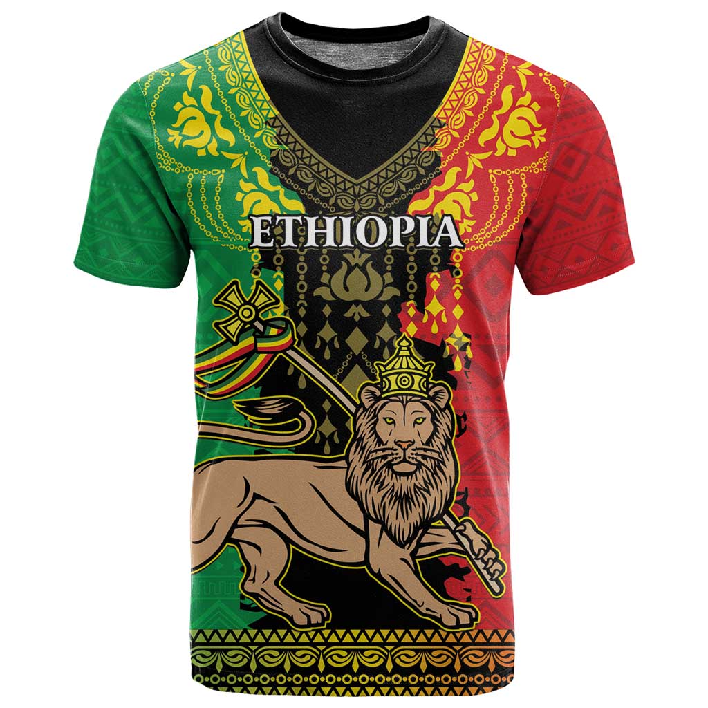 Personalised Afro Ethiopia T shirt Lion Of Judah - African Pattern LT15