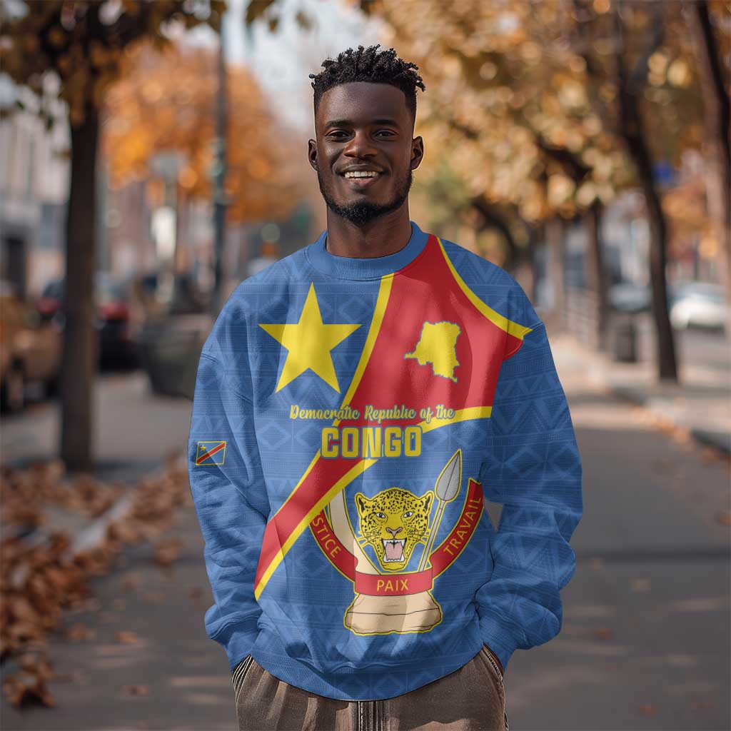 Personalised DR Congo Sweatshirt Coat Of Arms With Map LT15