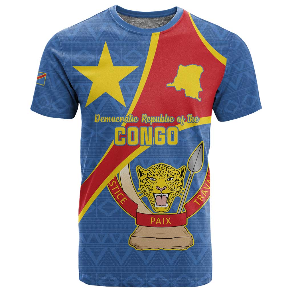 Personalised DR Congo T shirt Coat Of Arms With Map LT15