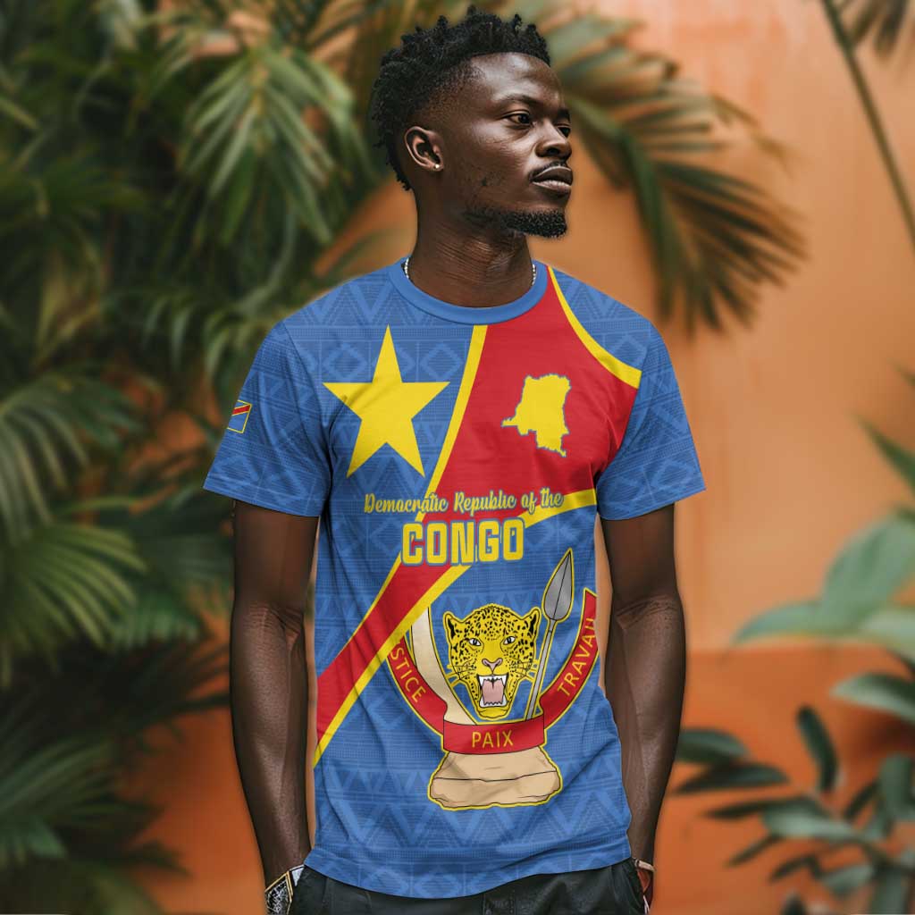 Personalised DR Congo T shirt Coat Of Arms With Map LT15