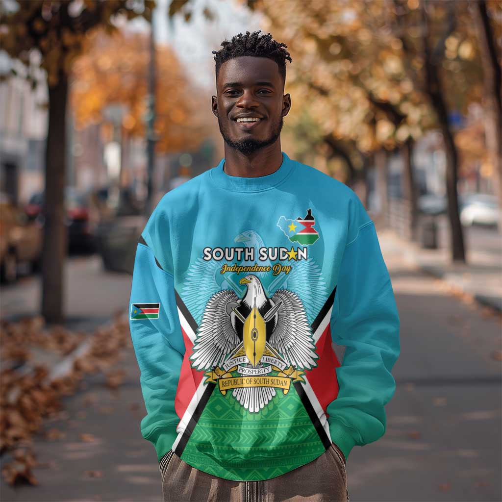 Personalised South Sudan Sweatshirt Coat Of Arms - Happy Independence Day LT15