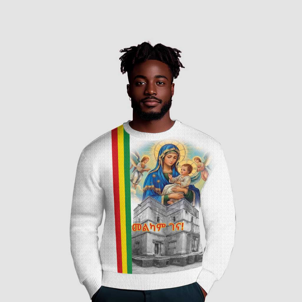 Melkam Gena Ethiopia Ugly Christmas Sweater Saint Mary Lalibela Churches LT15