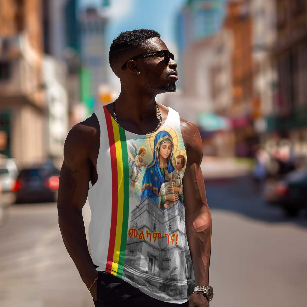 Melkam Gena Ethiopia Men Tank Top Saint Mary Lalibela Churches LT15