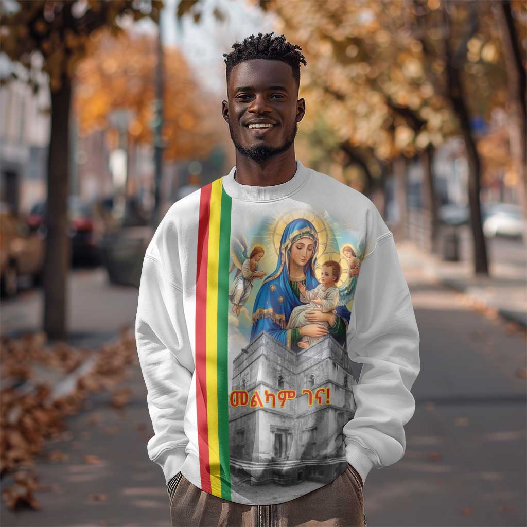 Melkam Gena Ethiopia Sweatshirt Saint Mary Lalibela Churches LT15