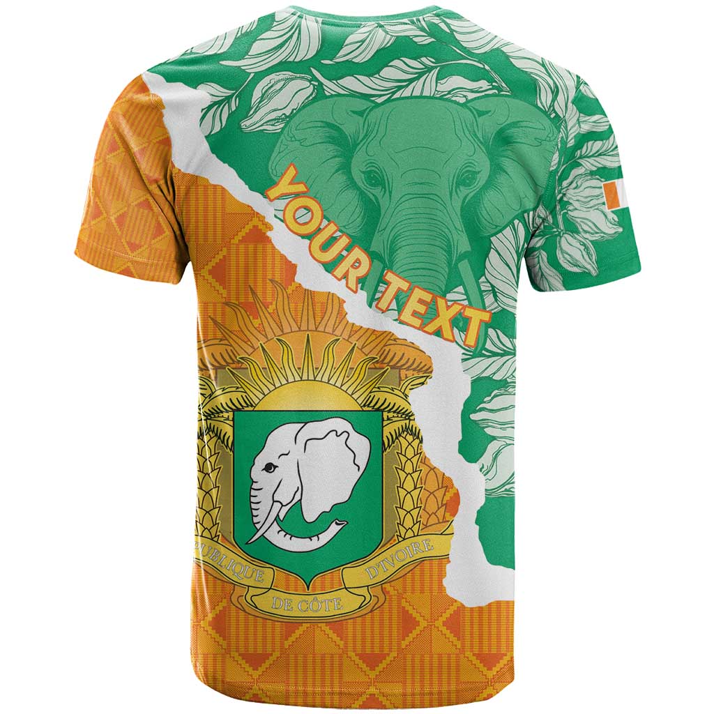 Personalized Afro Ivory Coast T shirt Coat Of Arms With Kente Pattern LT15