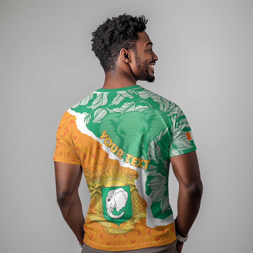 Personalized Afro Ivory Coast T shirt Coat Of Arms With Kente Pattern LT15