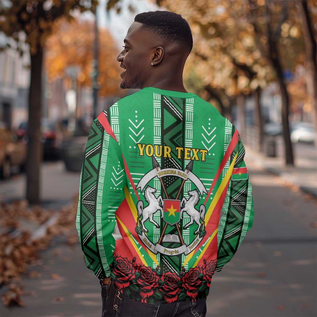 Personalised Afro Burkina Faso Sweatshirt Coat Of Arms With Rose LT15