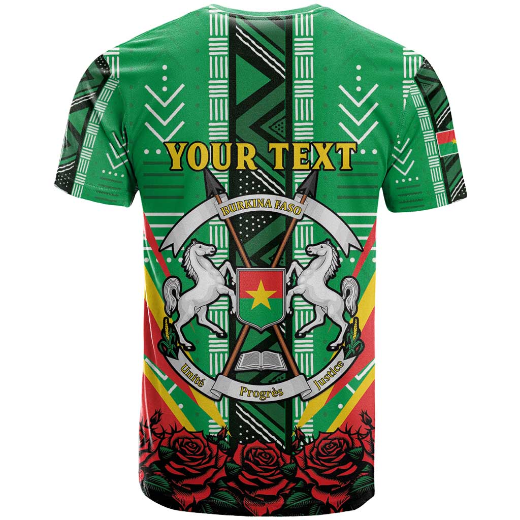 Personalised Afro Burkina Faso T shirt Coat Of Arms With Rose LT15