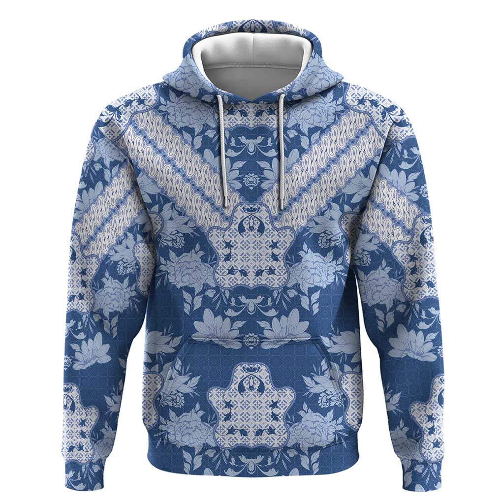 Indonesia Javanese Batik Hoodie Nelson Mandela Madiba Blue LT15
