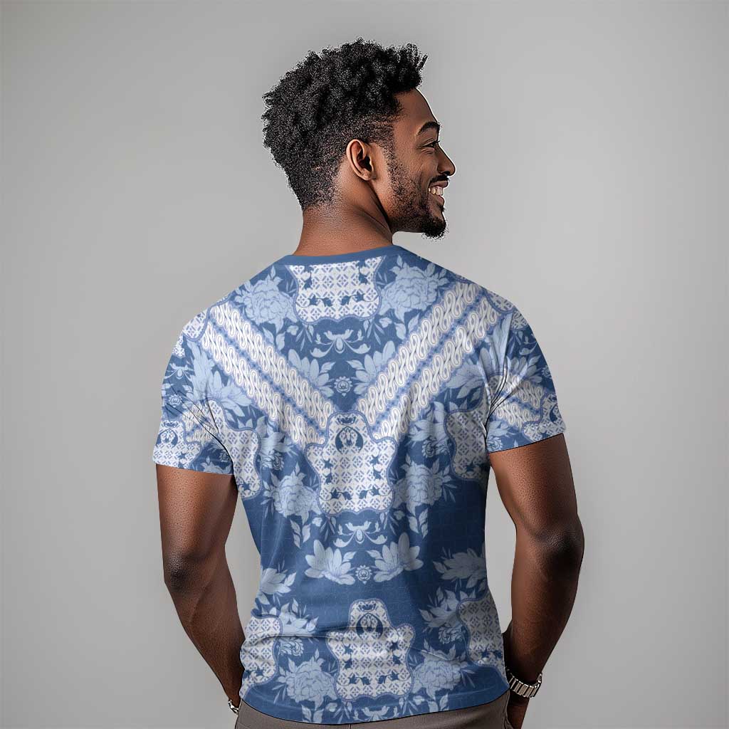Indonesia Javanese Batik Nelson Mandela Madiba Blue T shirt LT15