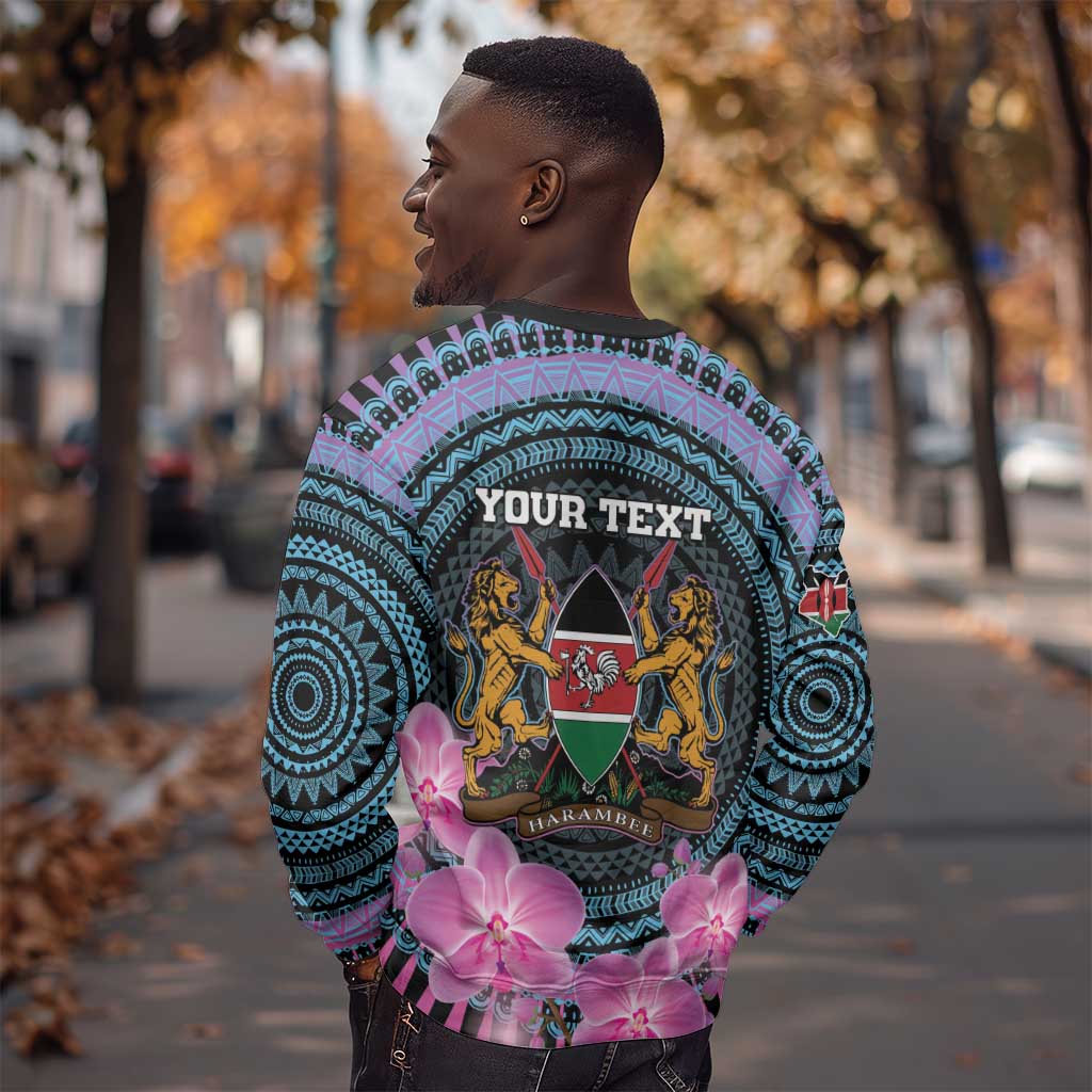 Personalised Kenya Lilac Breasted Roller Sweatshirt Orchid Flower - African Pattern LT15