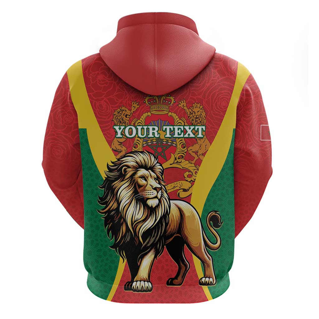 Personalised Morocco Proclamation Day Hoodie Barbary Lion Mix Islamic Pattern LT15