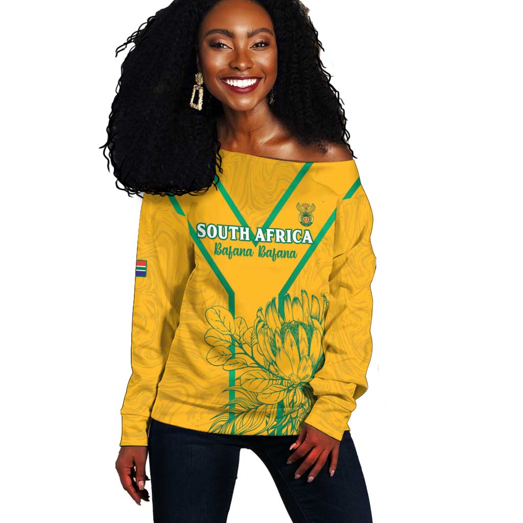 Custom Afro South Africa Soccer Off Shoulder Sweater Go Champions LT15