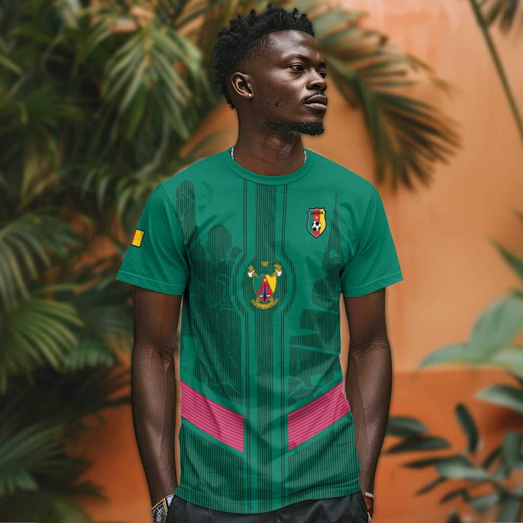 Custom Cameroun Football T shirt Allez les Lions LT15