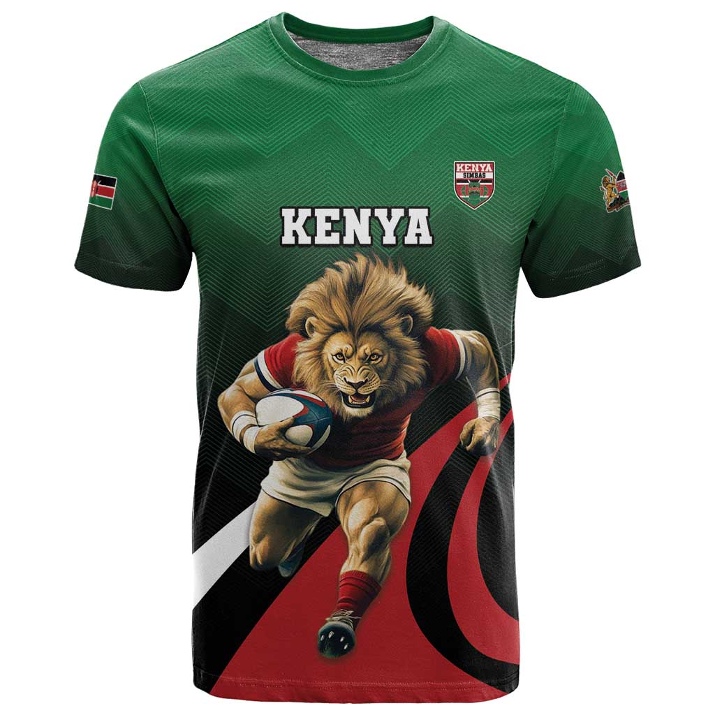 Kenya Rugby Custom T shirt Simbas Mascot - Sporty Style LT15