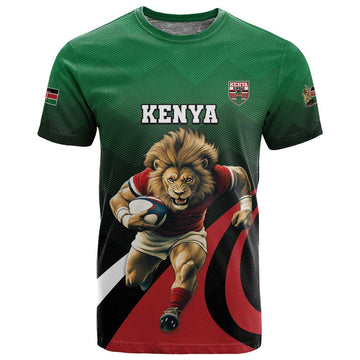 Kenya Rugby Custom T shirt Simbas Mascot - Sporty Style LT15